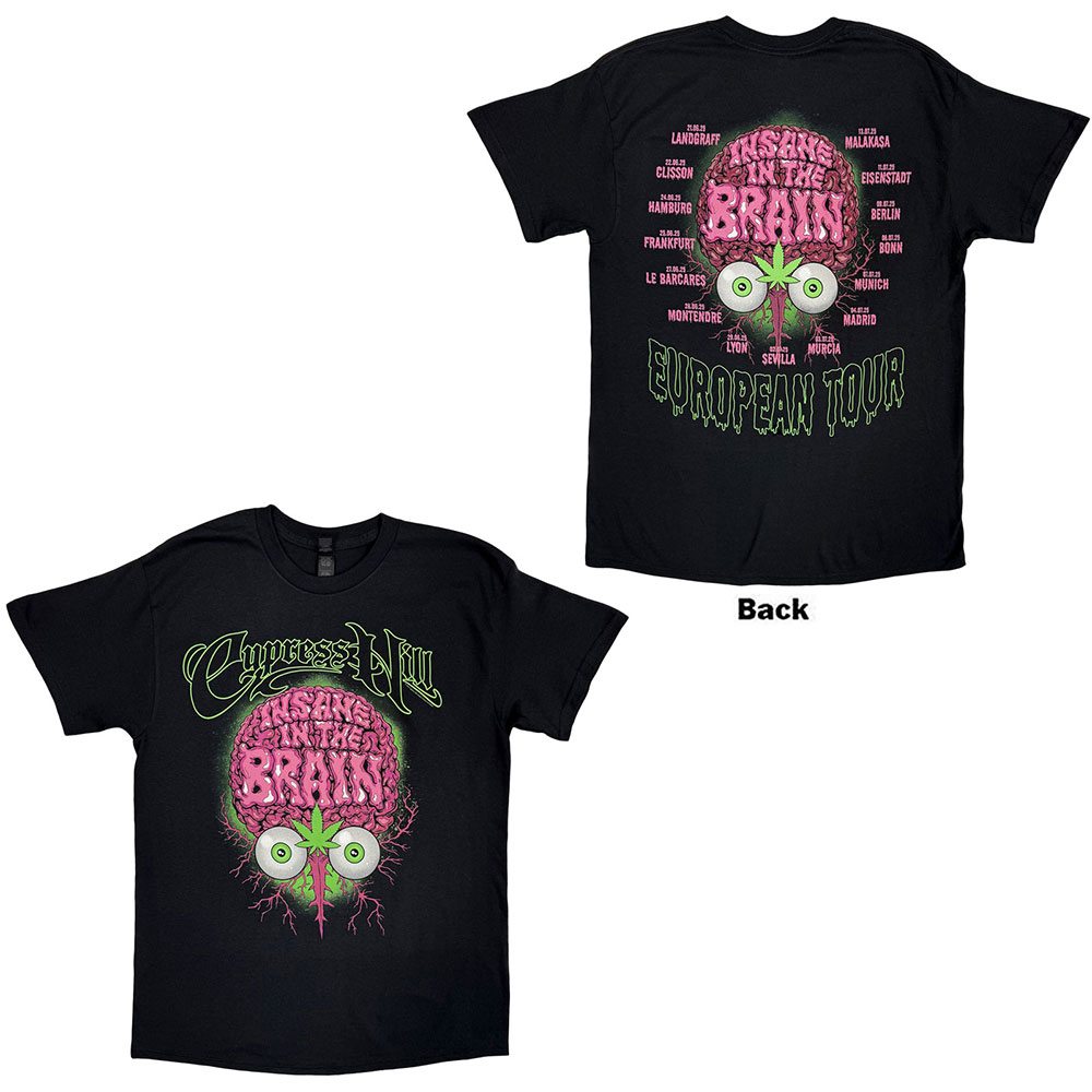 Cypress Hill - Insane In The Brain EU Tour '25 Heren Tshirt - Zwart
